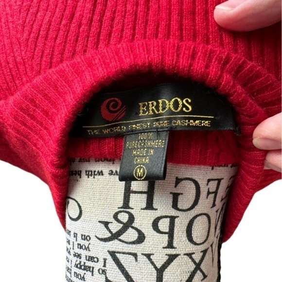 Price Drop!!🖤!! ERDOS PURE CASHMERE SWEATER PULLOVER SUPER SOFT DEEP RED size M - Picture 5 of 7